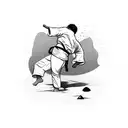 Judo player executing a perfect throw tattoo design idea