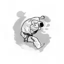 Judo player executing a perfect throw tattoo design idea