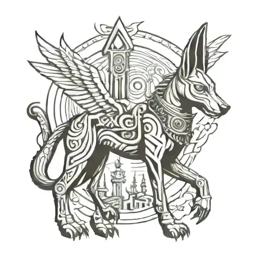 Path to heaven anubis gate tattoo design idea