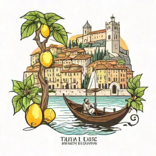 Italy, gondola, lake garda, lemon tree tattoo design idea