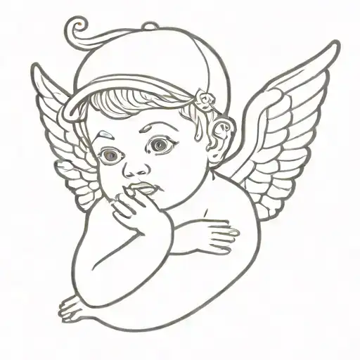 cherub with cap and tattoos tattoo design idea
