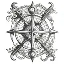 anchor compass with coordinates tattoo design idea