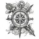 anchor compass with coordinates tattoo design idea