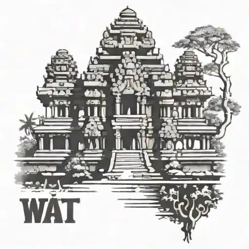 angkor wat with the initials TS  tattoo design idea