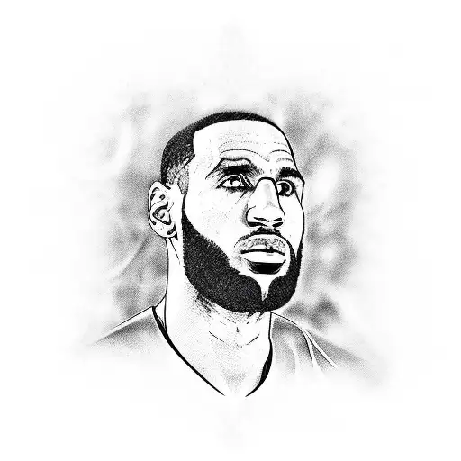 psychedelic lebron James potrait tattoo design idea