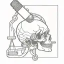 MICROSCOPE, SKULL with a snake inside tattoo design idea