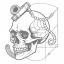 MICROSCOPE, SKULL with a snake inside tattoo design idea
