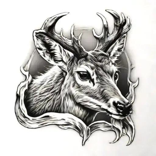 smiling deer tooth tattoo design idea