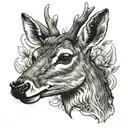 smiling deer tooth tattoo design idea
