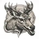 smiling deer tooth tattoo design idea