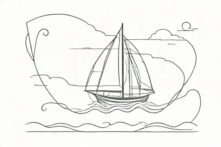 sailboat wind sea, word "Odyssey" tattoo design idea