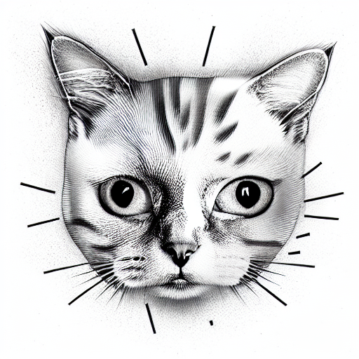 cat and heart tattoo design idea