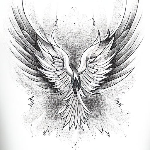 Phoenix with open wings tattoo design idea