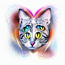 cat and heart tattoo design idea