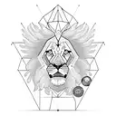 big space chart with lion inside, wings, rose and geometric elements tattoo design idea