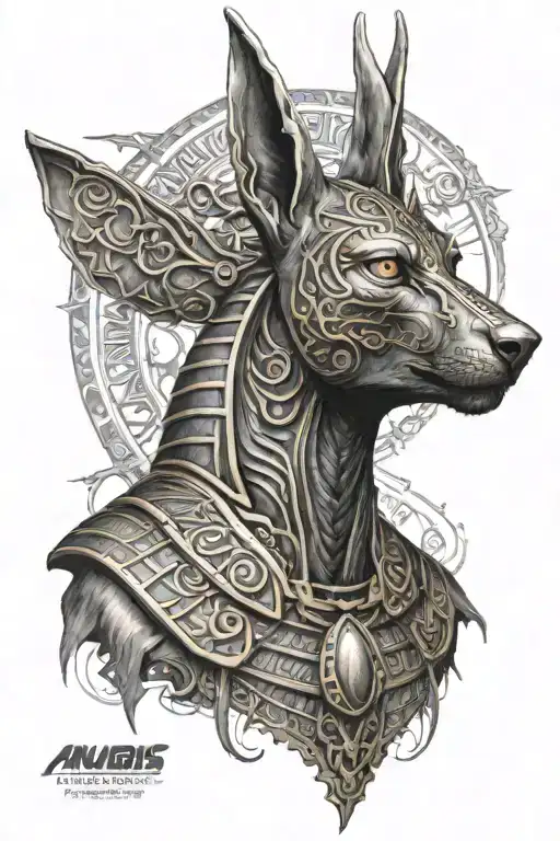 Anubis tattoo that will eventually connect to other tattoos  tattoo design idea