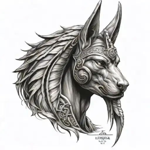 Anubis god tattoo for hand that will connect to other tattoo in the future tattoo design idea