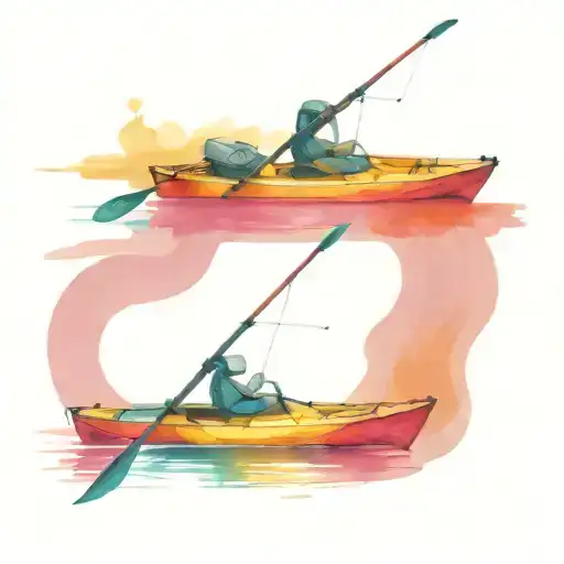 2 kayaks with fishing rods tattoo design idea