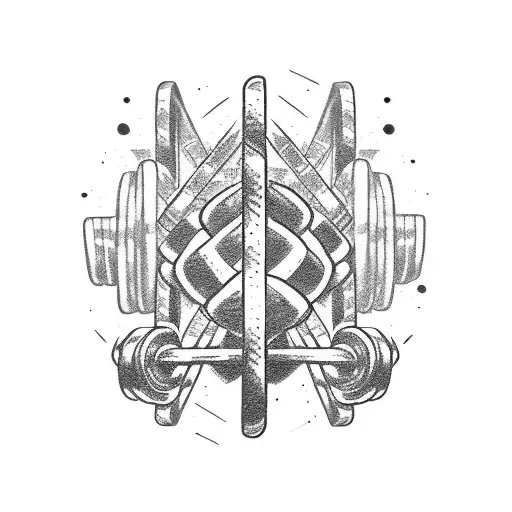 Barbell and weights tattoo design idea