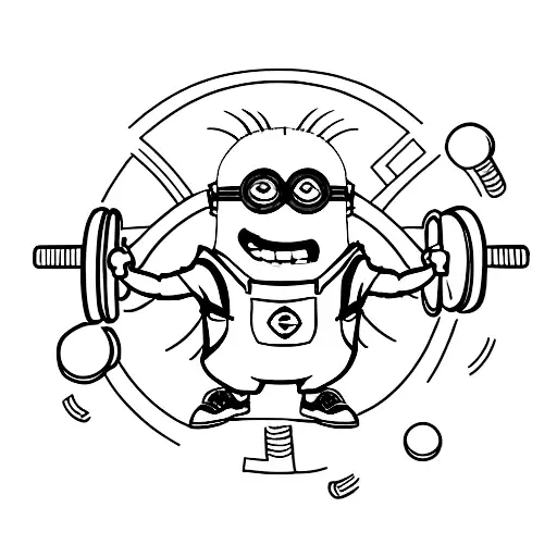Minion lifting weights tattoo design idea