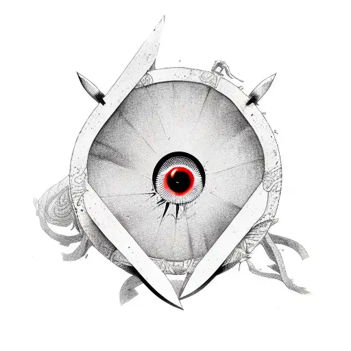 itachy sharingan on kunai tattoo design idea