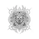 Create a blackwork tattoo featuring iconic symbols or events from the years 1996 and 1994 tattoo design idea