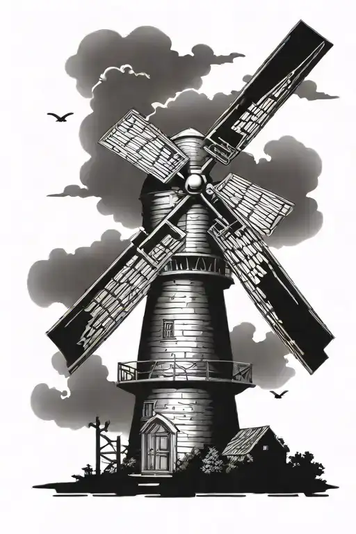 windmill dutch style tattoo design idea