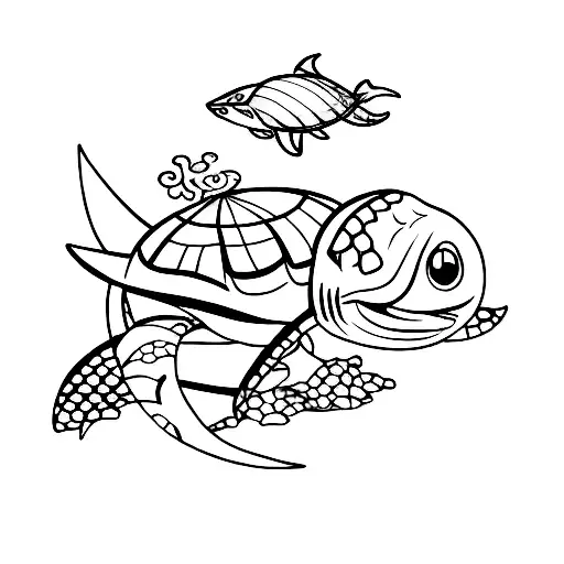 Ocean, butterfly, turtle, shark, snake tattoo design idea