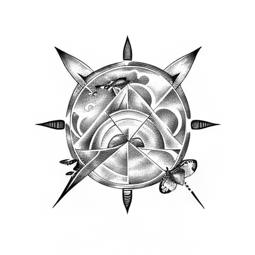 Ocean, butterfly, turtle, shark, snake, moon tattoo design idea