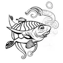 Ocean, butterfly, turtle, shark, snake tattoo design idea