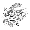 Ocean, butterfly, turtle, shark, snake tattoo design idea