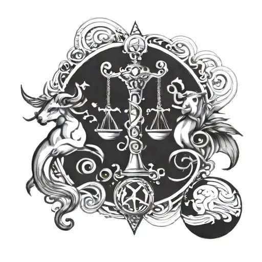 libra and capricorn tattoo design idea
