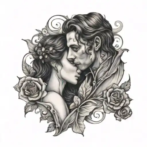 romeo and juliet theme and include " you and me babe, how about it" tattoo design idea
