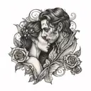 romeo and juliet theme and include " you and me babe, how about it" tattoo design idea