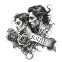 romeo and juliet theme and include " you and me babe, how about it" tattoo design idea