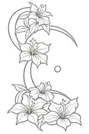 crescent moon surrounded by hibiscus flowers growing tattoo design idea