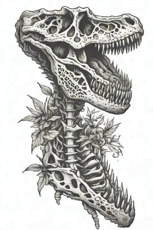 dinosaur skeleton tattoo design idea