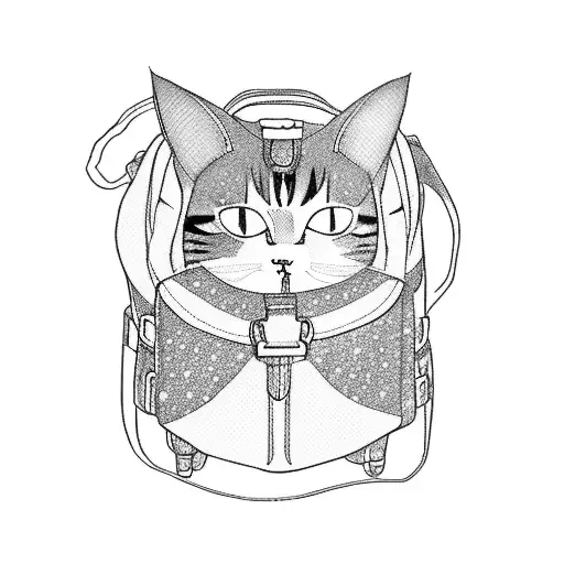 Japanese anime character with travel backpack holding a cat in their arma tattoo design idea