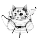 Japanese anime character with travel backpack holding a cat in their arma tattoo design idea