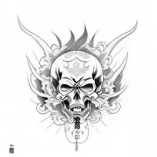 demon skull tattoo design idea