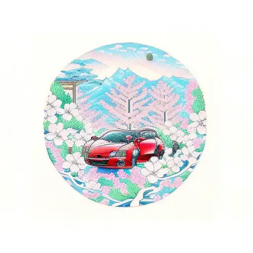 sakura and cars  tattoo design idea