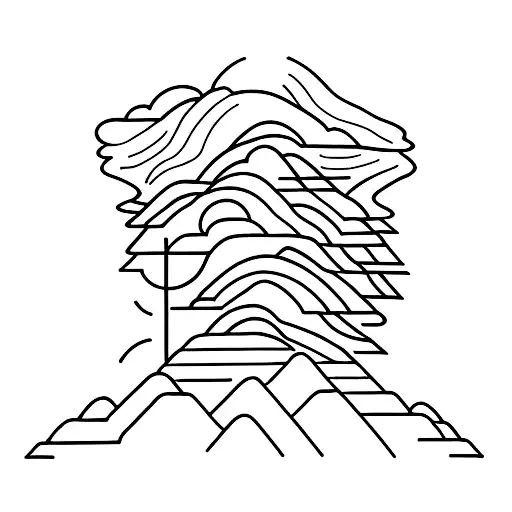 mountain background with exodus 14:14 tattoo design idea