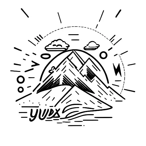 mountain background with text saying exodus 14:14 tattoo design idea