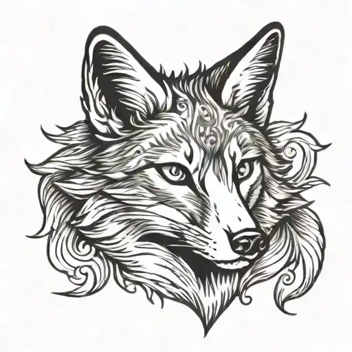 silver fox looking tattoo design idea