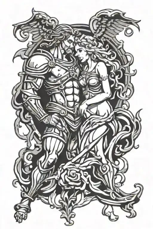 ares and aphrodite tattoo design idea