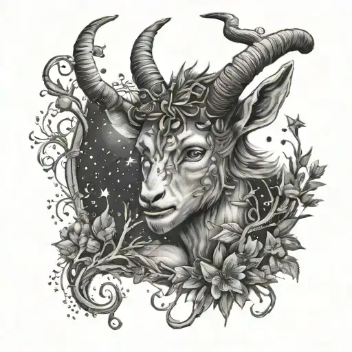 a faun doing ketamin under the stars tattoo design idea