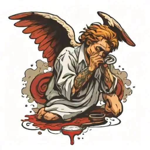 an angel snorting cocaine  tattoo design idea