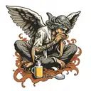 an angel snorting cocaine  tattoo design idea