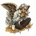 an angel snorting cocaine  tattoo design idea