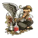 an angel snorting cocaine  tattoo design idea